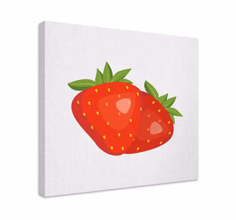 Strawberry pattern on bright background canvas - TenStickers