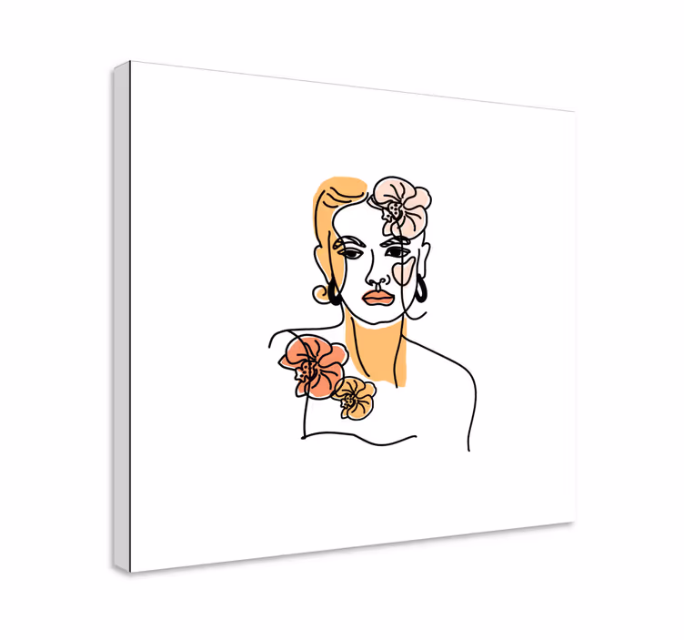 Minimalist face with orchids flower canvas - TenStickers