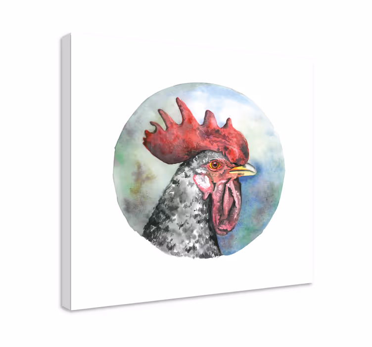 Blue chicken oil painting bird canvas art - TenStickers
