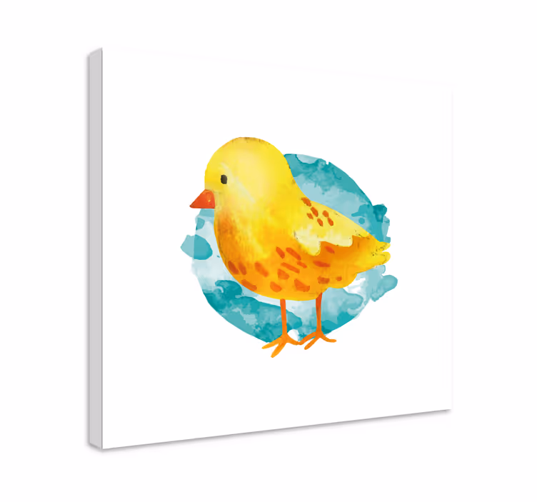 Yellow little chicken painted bird canvas art - TenStickers