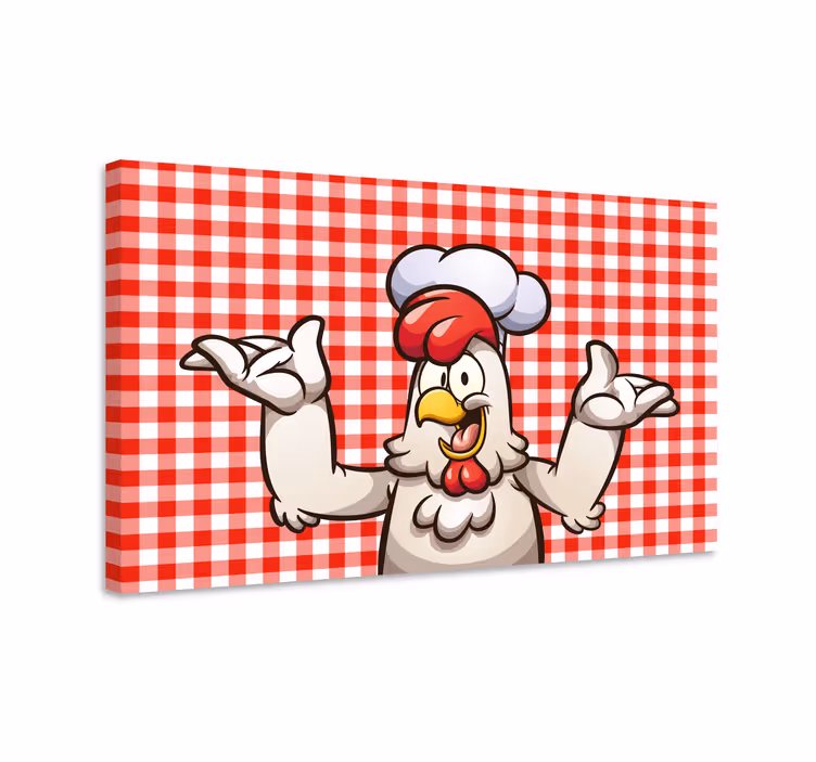 Cartoon chicken cook bird canvas art - TenStickers
