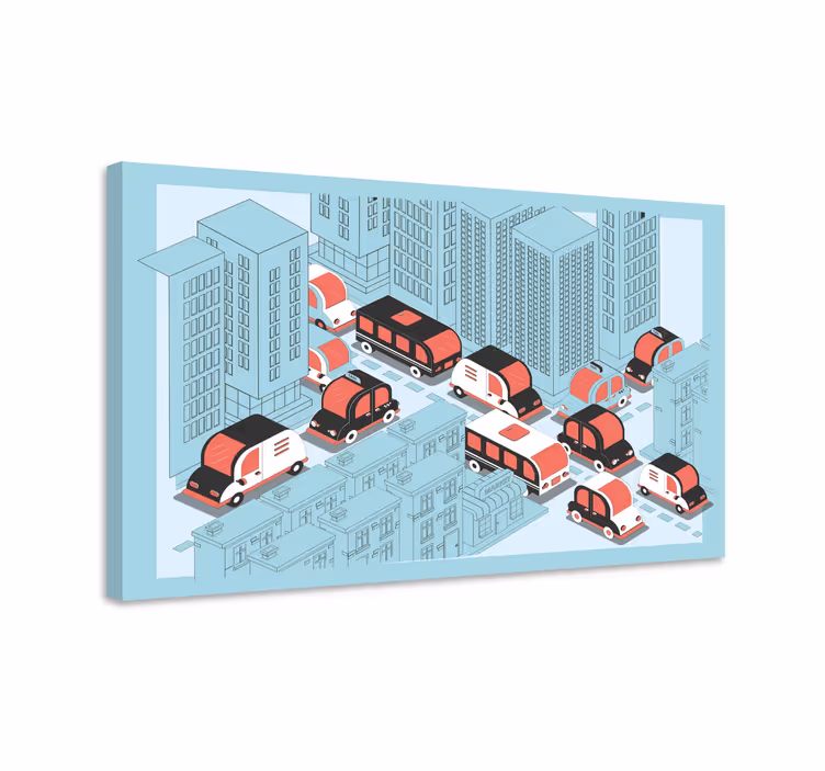 Cityscape wall art urban traffic scene - TenStickers
