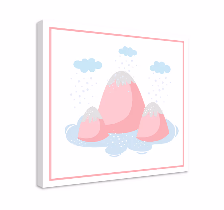 Elegant canvas wall art pink mountain landscape - TenStickers
