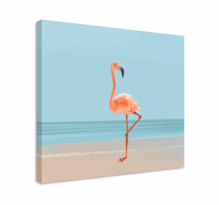 Flamingo picture on sand canvas wall art - TenStickers