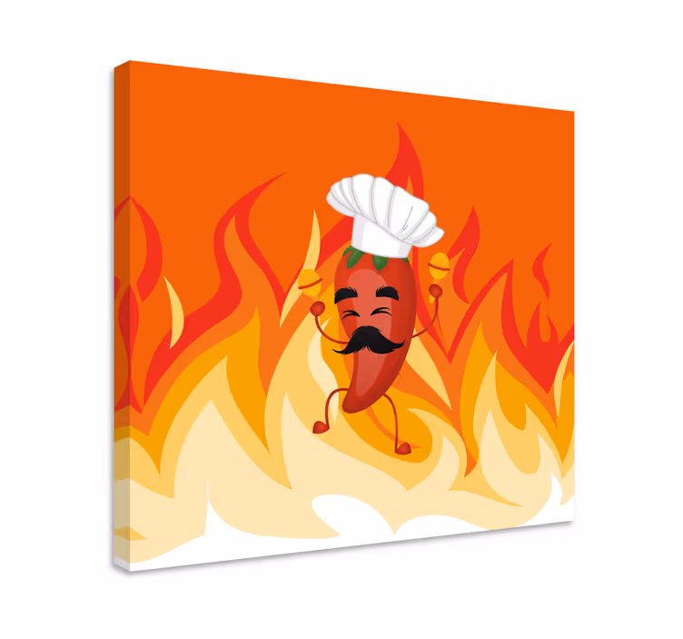 Chili chef cartoon graffiti modern canvas - TenStickers