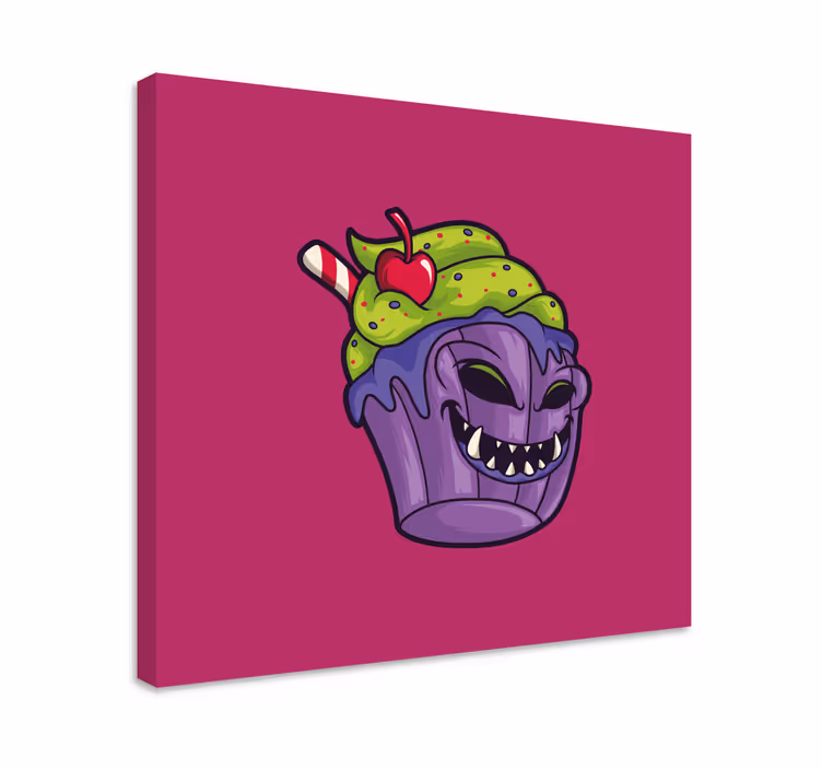 Zombie cupcake cartoon modern canvas - TenStickers