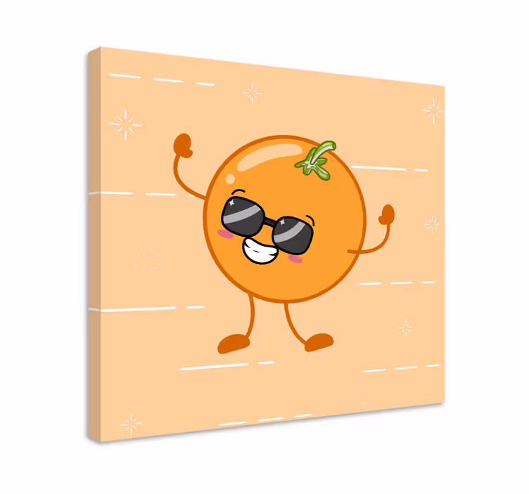 cute smiling orange cartoon modern canvas - TenStickers