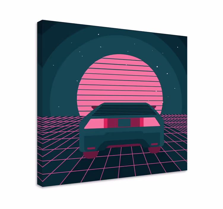 Modern canvas art retro car illustration - TenStickers