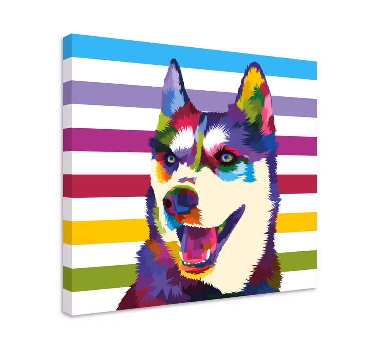 Dog face colorful pop art modern canvas - TenStickers