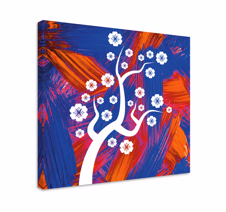 Flowers canvas white blossom tree art - TenStickers