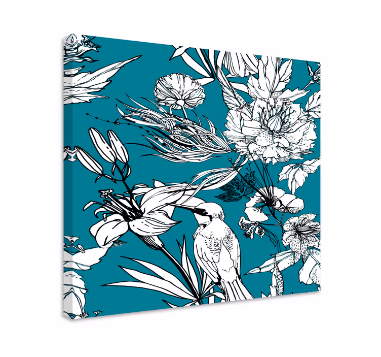 White wild birds elegant pattern bird canvas - TenStickers