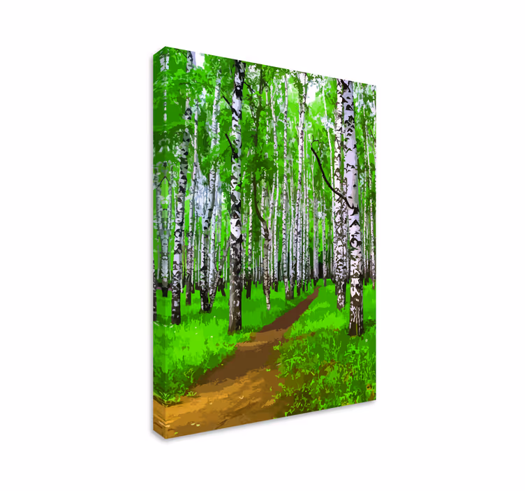 LUSH BIRCH FOREST PATH tree canvas wall art - TenStickers