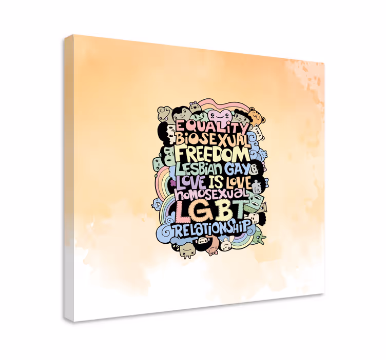 Hand drawing names of lgbt home canvas prints - TenStickers