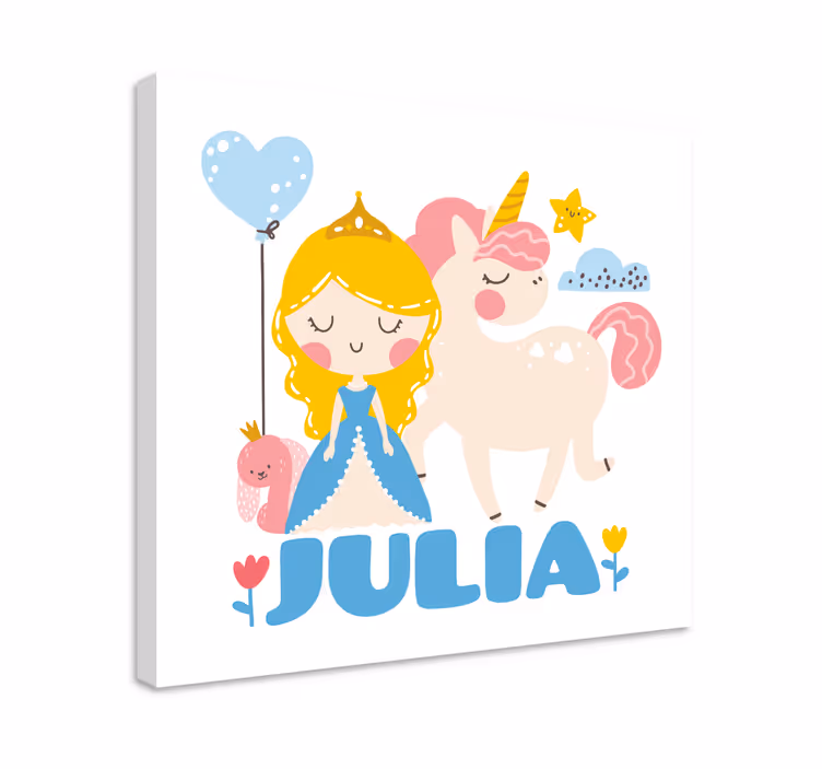 Nursery canvas princess with unicorn artwork - TenStickers