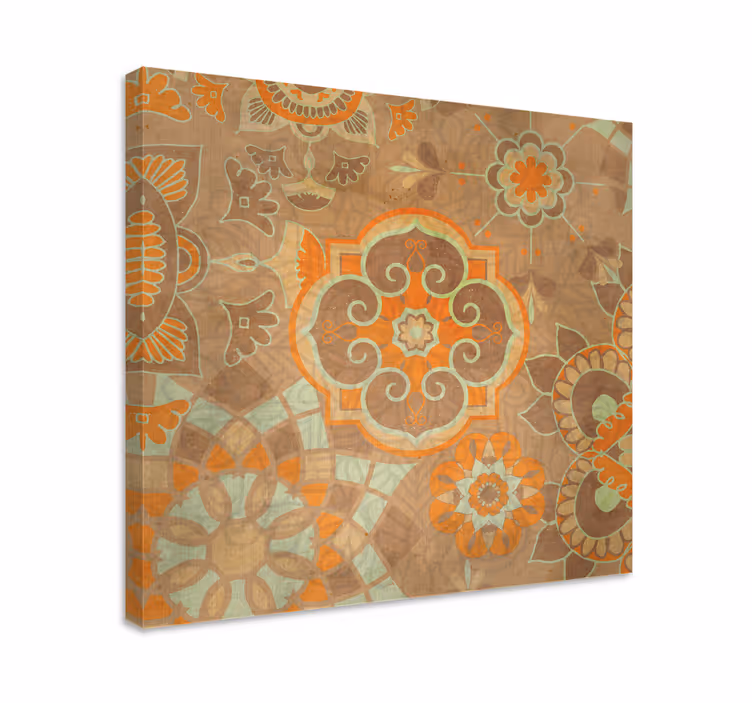 Ethnical beige pattern flower canvas - TenStickers
