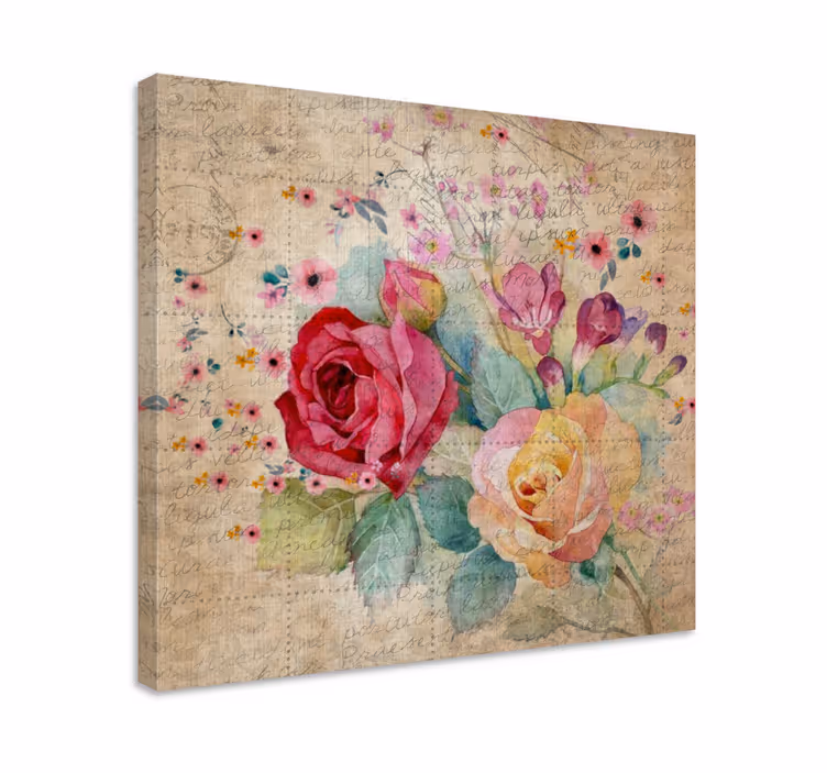 Flowers canvas romantic rose bouquet - TenStickers