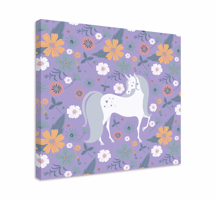 Elephant wallart enchanting unicorn floral - TenStickers