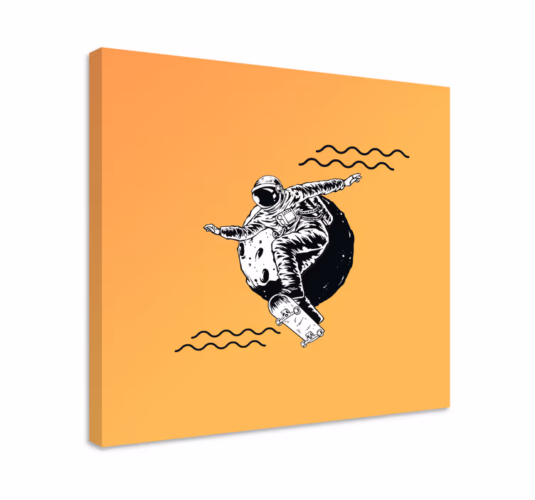Video game canvas art cosmonaut skateboarding - TenStickers