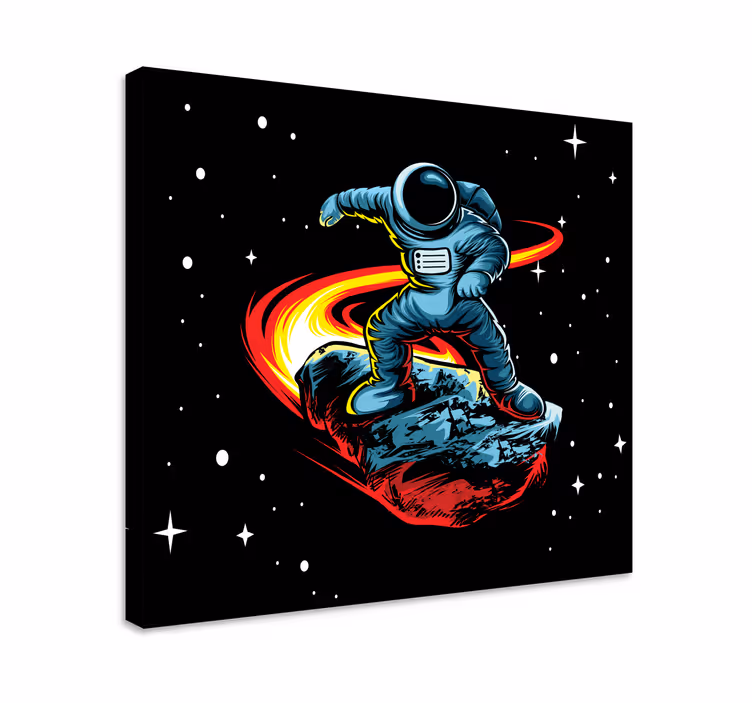 Video game canvas art astronaut surfing asteroid - TenStickers