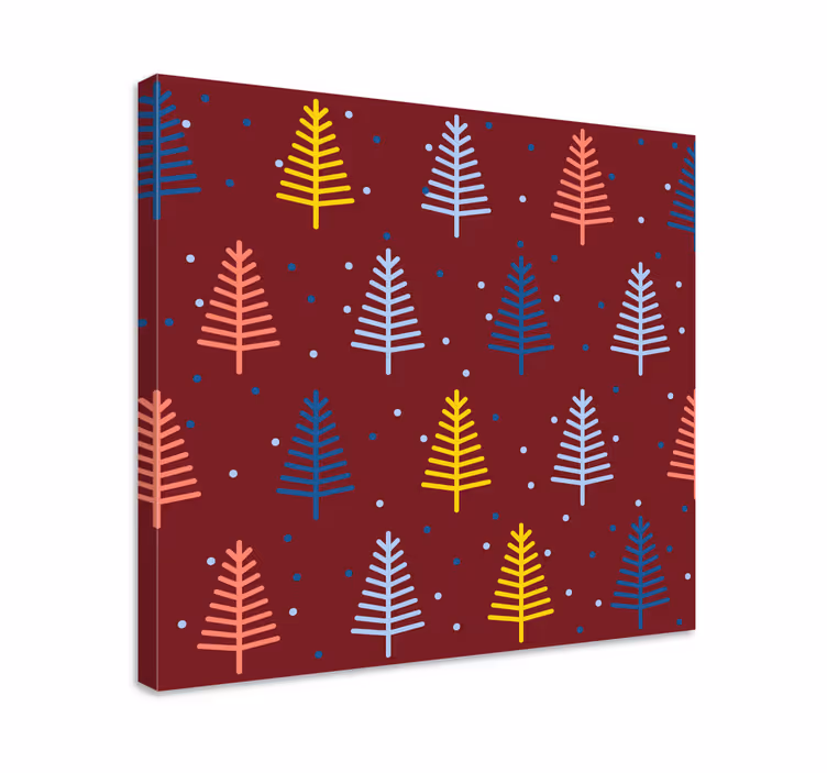 Tree canvas wall art colorful pine sprigs - TenStickers