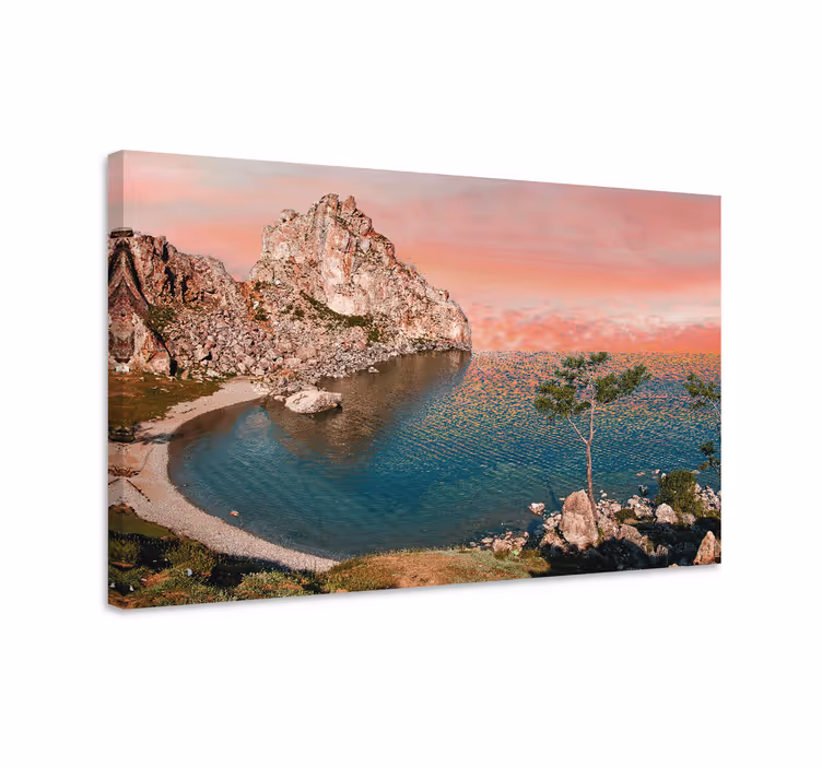 Sunset at shore of lake baikal landscape canvas - TenStickers