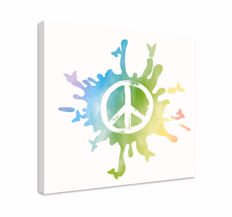 Rustic canvas wall art peace symbol splash - TenStickers
