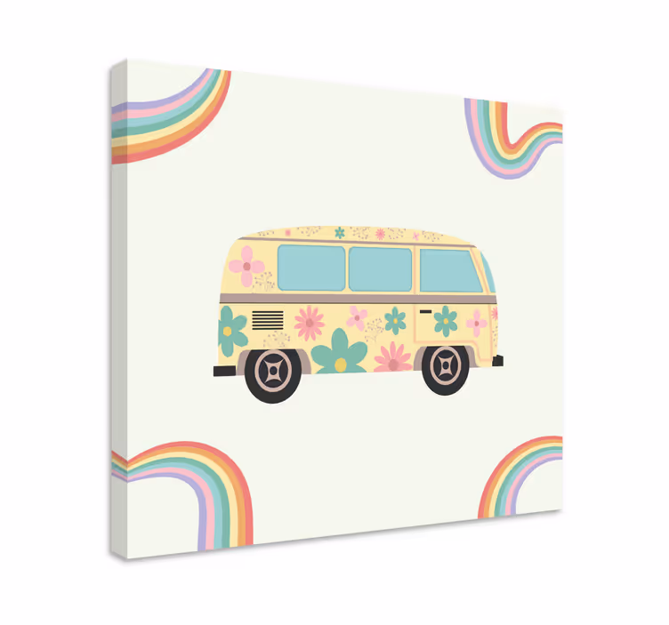 Floral Retro Van canvas print - TenStickers
