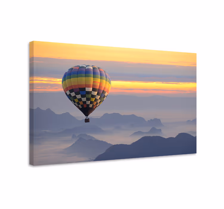 Landscape canvas colorful hot air balloon art - TenStickers