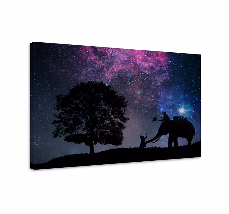 Elephant wallart child elephant interaction art - TenStickers