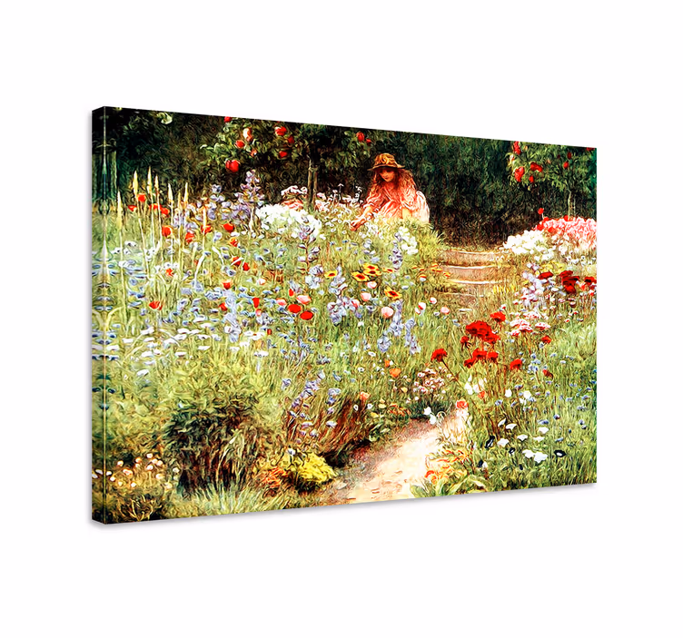 Flowers canvas girl in a floral wonderland - TenStickers