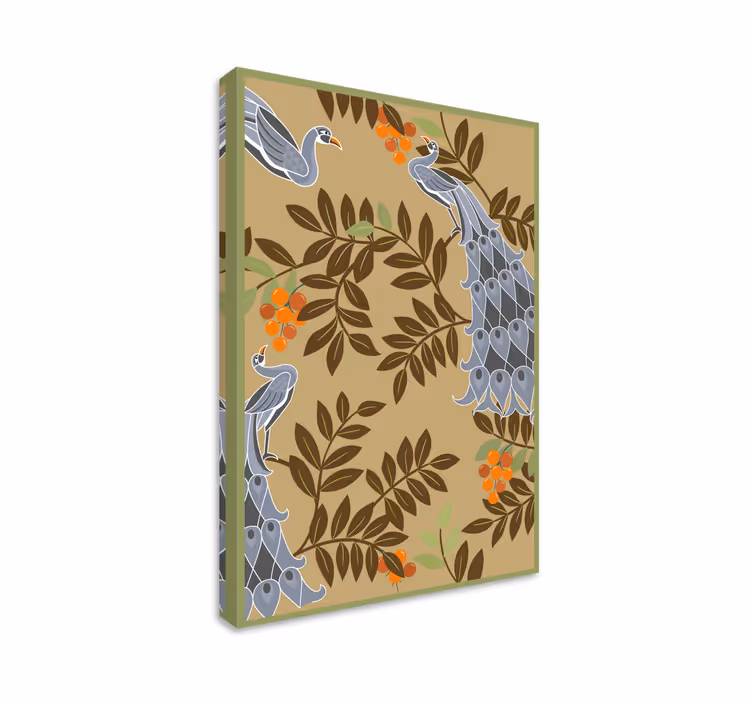 Flowers canvas elegant bird artwork - TenStickers