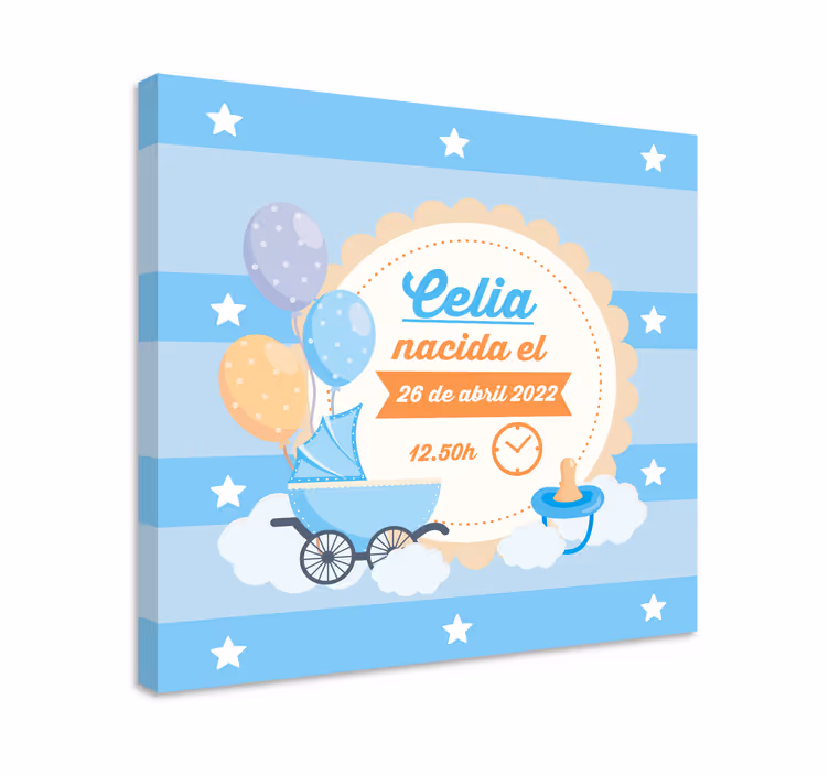 Baby information personalised canvas - TenStickers