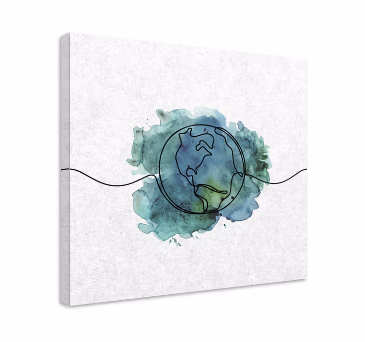 World map wall art contemporary earth outline - TenStickers