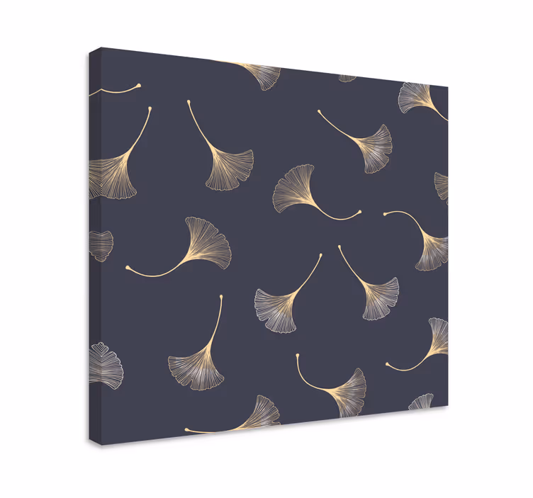 Ginkgo Leaf Navy & Gold modern canvas - TenStickers