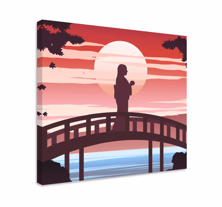 Sunset illustration canvas art prints - TenStickers