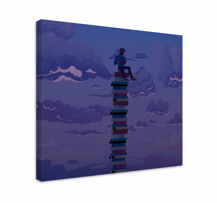Retro canvas skyward stacked books - TenStickers