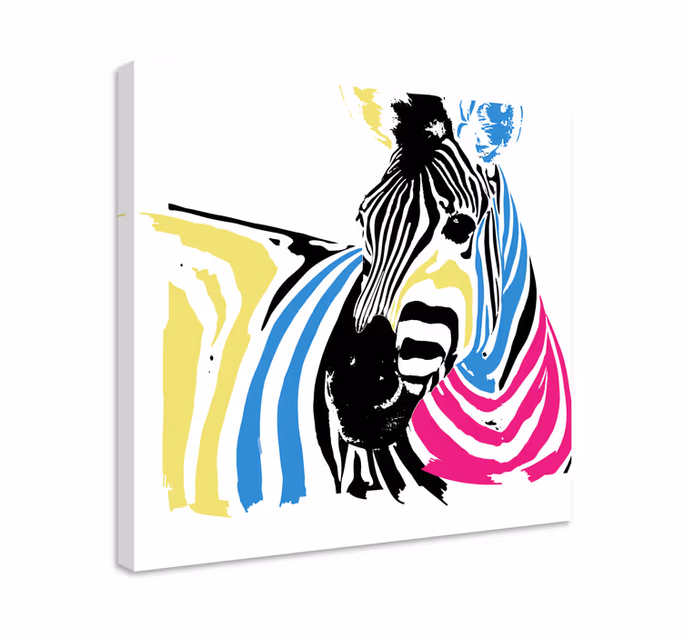 Animal canvas wall art zebra with bright stripes - TenStickers
