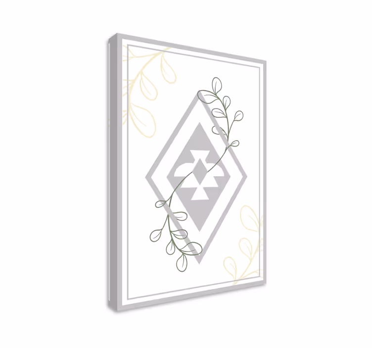 Geometric leaf pattern living room wall art - TenStickers