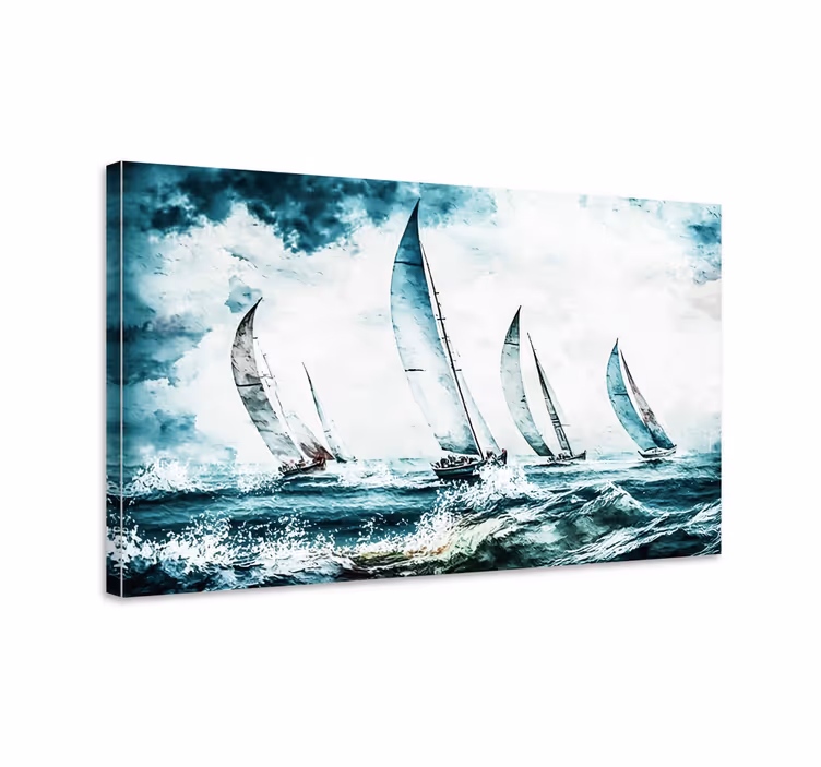 Sailboats painting dining room canvas art - TenStickers