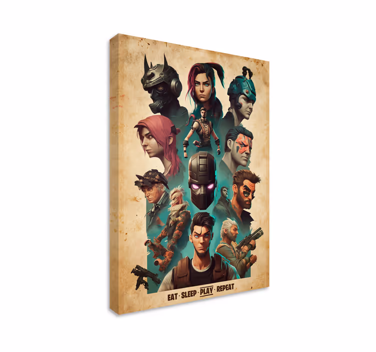 Collage of epic characters game canvas art - TenStickers