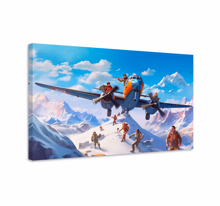 Characters on an aeroplane video game canvas - TenStickers