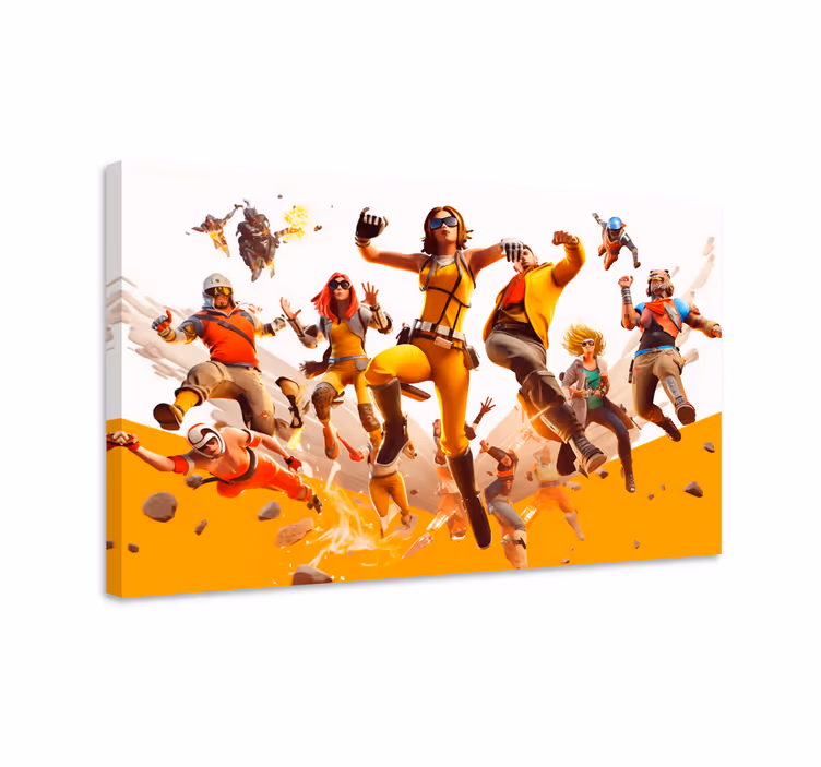 Characters flying attack video game canvas art - TenStickers