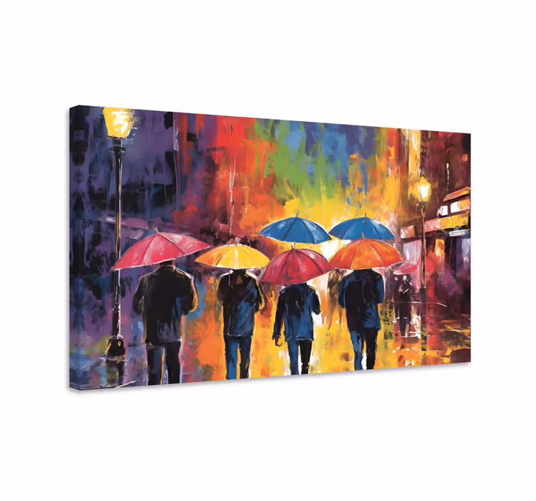 Umbrellas Painting Canvas Wall Art - TenStickers