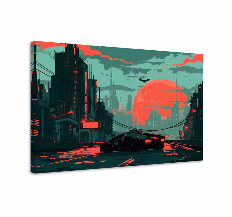 Cyber city framed gaming wall art - TenStickers