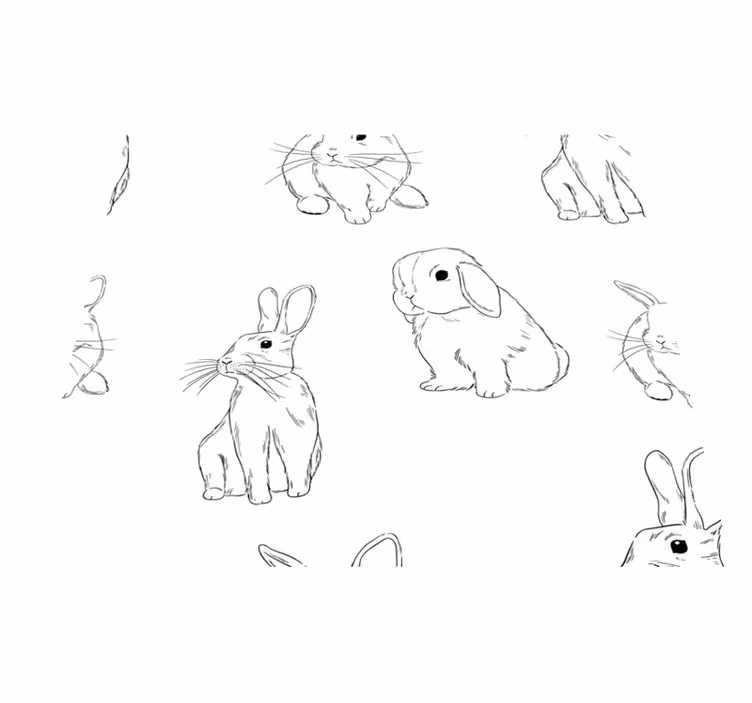 White bunnies white vinyl rug - TenStickers