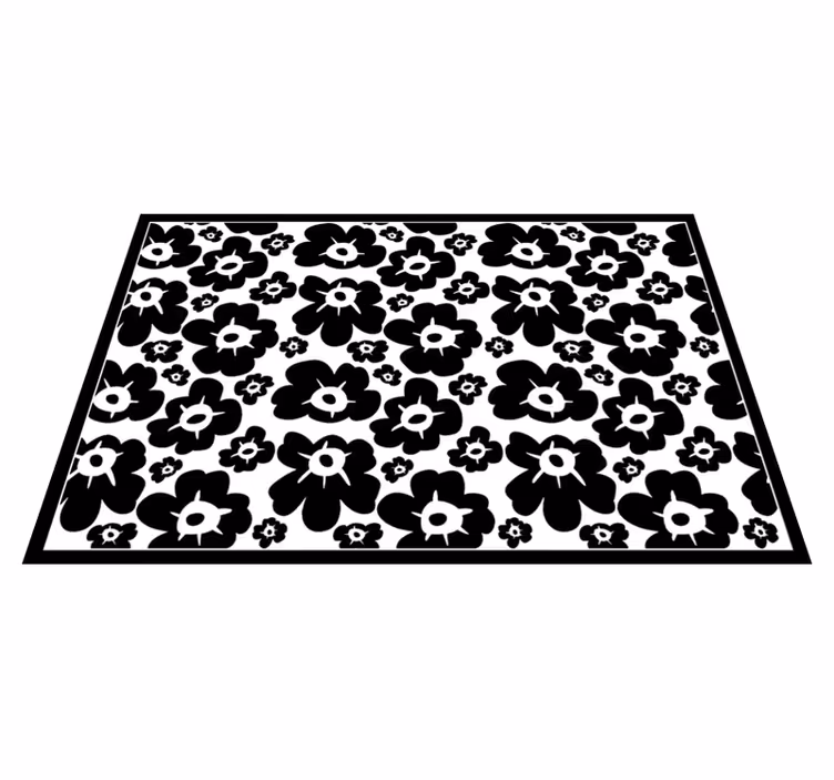 Black poppy flower vinyl rug - TenStickers