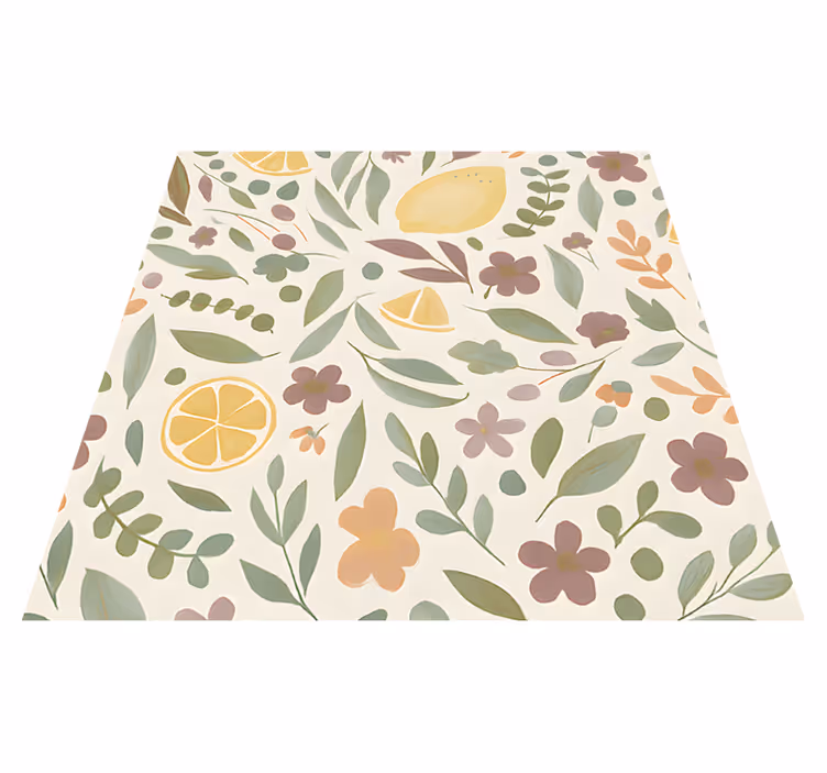 Lemon floral design outdoor vinyl rug - TenStickers