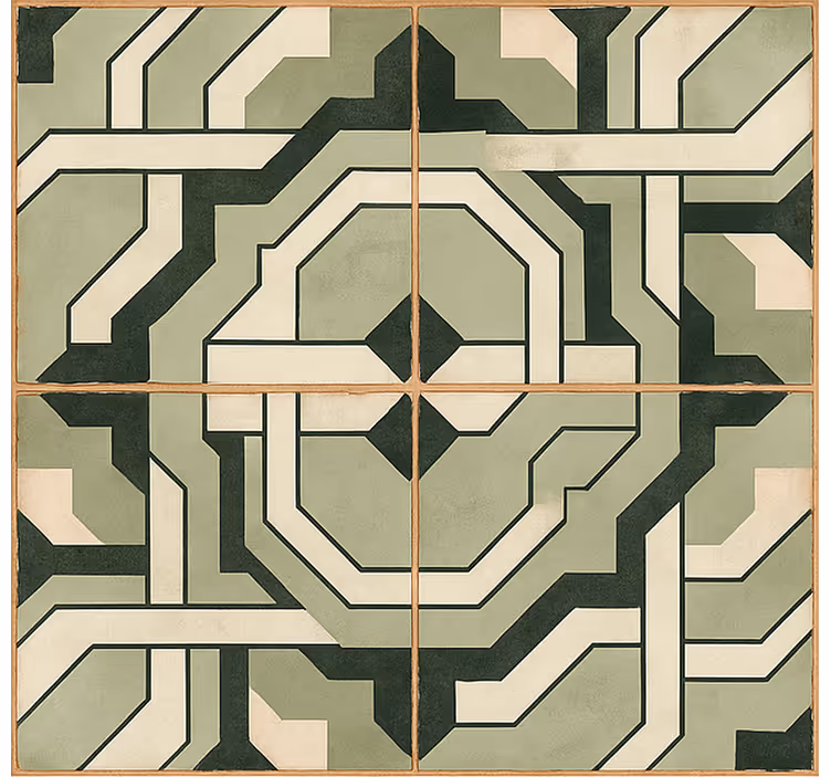Moroccan Geometric Interlace dining room vinyl rug - TenStickers