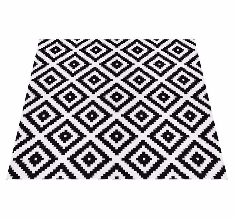 Kitchen vinyl rug in black modern squares - TenStickers