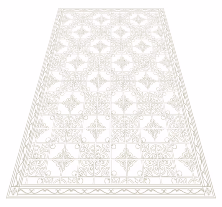 Living room vinyl rug beige ornate mat - TenStickers